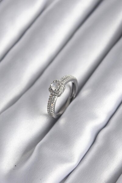 Inure Jewelry Brass Silver Color Zircon Stone Women's Ring