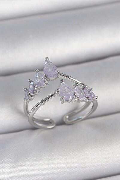 Inure Jewelry Brass Silver Color Purple Drop Zircon Stone Crown Model Women's...