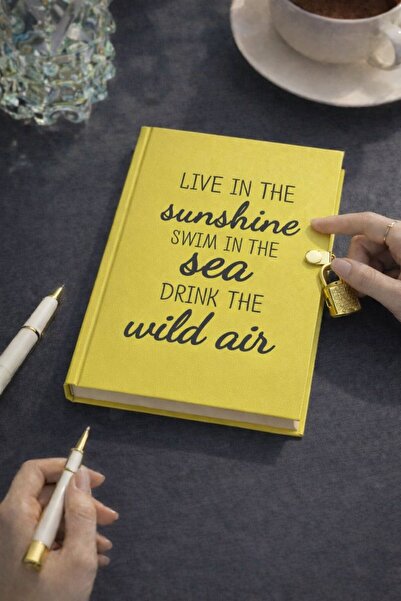 Bambus Kilitli Sert Kapak 160 Sayfa Günlük Hatıra Motivasyon Ajandası Defteri...