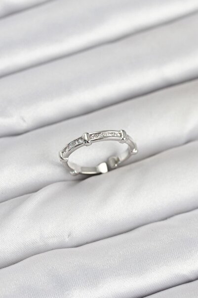 Inure Jewelry Brass Silver Color Bone Model Zircon Stone Women's Ring