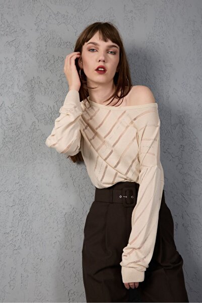 sumoda Women's Knitwear Sweater Soft Texture Viscose Yarn Wide Neckline