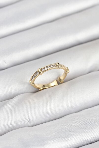 Inure Jewelry Brass Gold Color Bone Model Zircon Stone Women's Ring