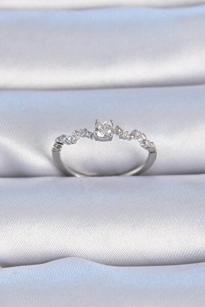 Inure Jewelry Brass Silver Color Zircon Stone Single Stone Model Women's Ring