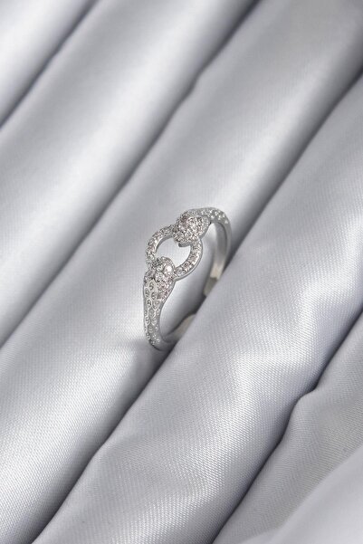 Inure Jewelry Brass Silver Color Zircon Stone Snake Model Women's Ring