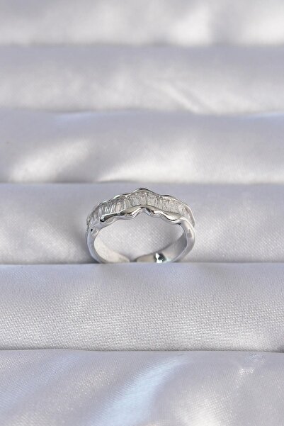 Inure Jewelry Brass Silver Color Zircon Stone Wavy Waterway Model Adjustable ...