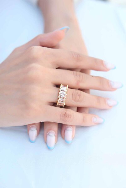 Inure Jewelry Zircon Stone Baguette Gold Color Women's Ring