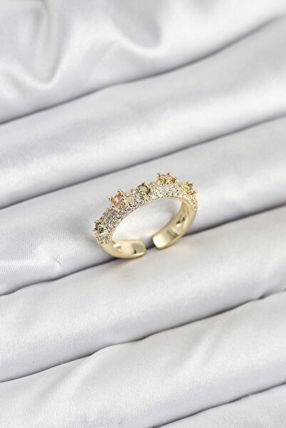 Inure Jewelry خاتم نسائي عتيق من الزركون بلون ذهبي نحاسي