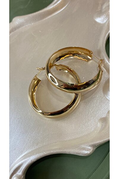 SELUVİA Kadın Çelik Gold Renk Bombeli Halka Küpe – Paslanmaz Çelik, Şık ve Da...