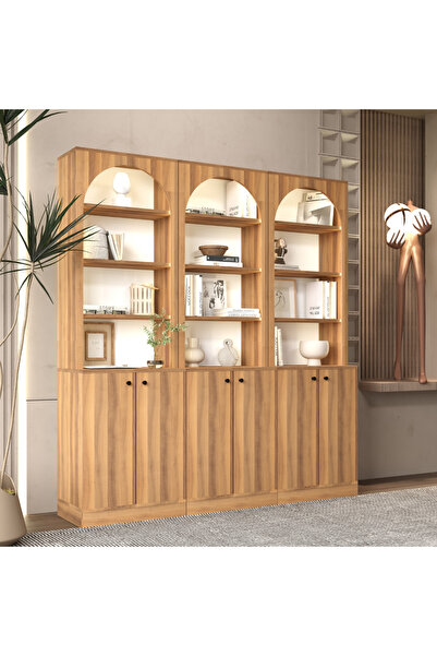 klubeconcept KEMER NOIR Çok Amaçlı Kitaplık Kütüphane Modern Kemer Tasarımlı ...