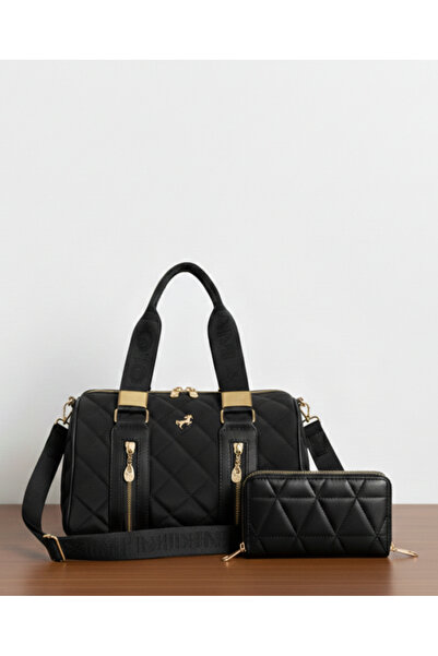 Çanta Trend حقيبة يد وكتف نسائية من ميامي بولو كلوب، موديل أسود مبطن