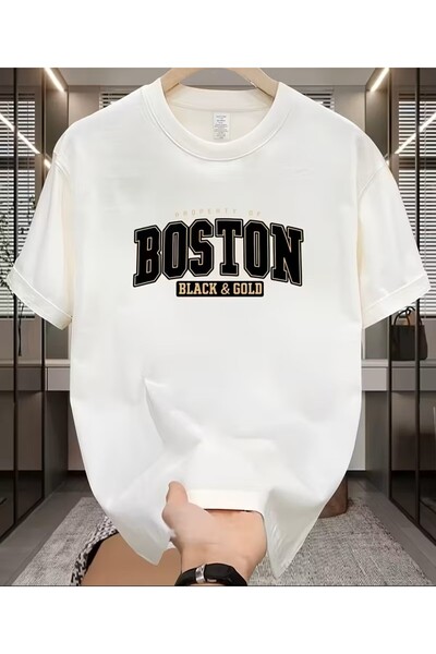 LELVANİ Μπλουζάκι Boston Black & Gold για άνδρες με λαιμόκοψη ποδηλάτου