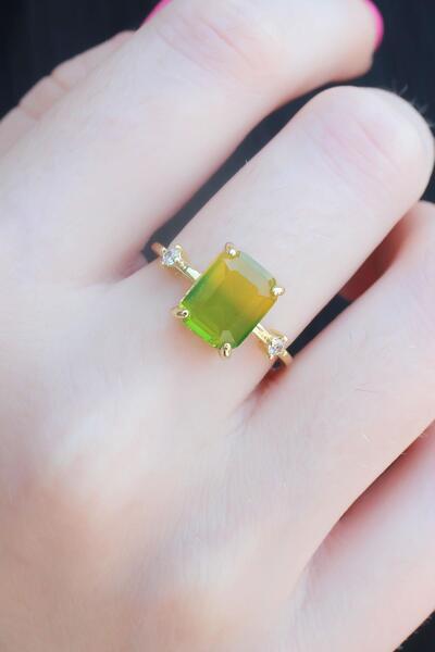Inure Jewelry Gold Color Colorful Zircon Stone Brass Women's Ring