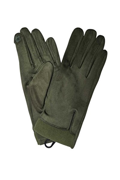 Suyutti Spteks Yetişkin Yeşil Renk Düz Desen Kışlık Süet Eldiven