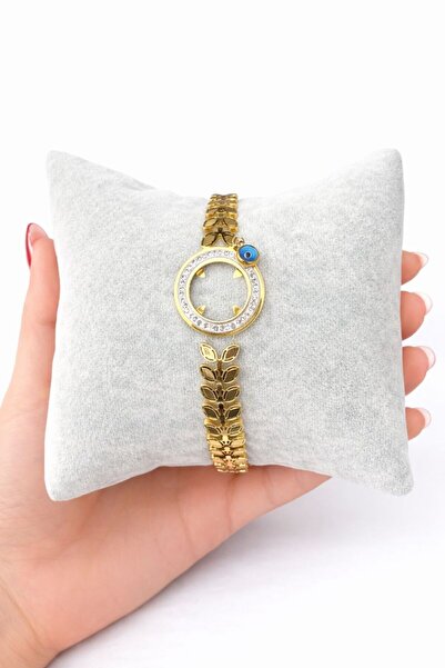 Bohan Accessories Gold Rengi Çeyrek Altın Uyumlu Çelik Kelepçe Bileklik