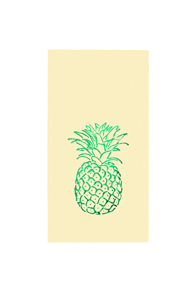 Story 40X40 cm Green Foil Pineapple Patterned 16-Piece 1/8 Fold Cream Colored...