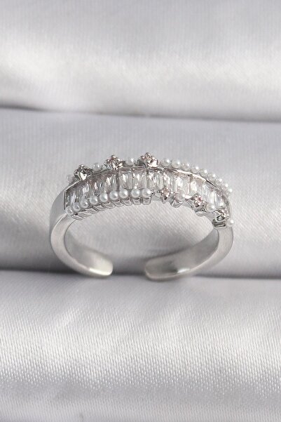 Inure Jewelry Brass Silver Color Zircon Stone Pearl Detail Vip Series Women's...