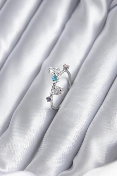Inure Jewelry Silver Color Colorful Zircon Stone Women's Ring