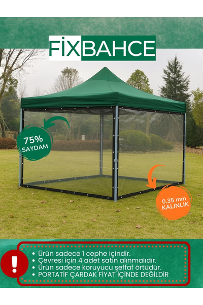 Fixbahce 2.5mtx2.5mt Gazebo Kışlık Şeffaf Kapama Sera Naylonu Dikişli ve Yer ...