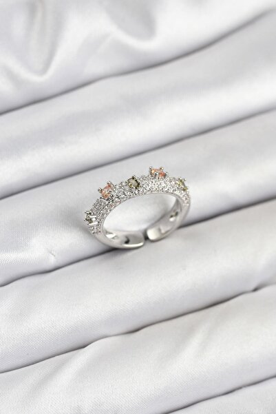 Inure Jewelry Brass Silver Color Zircon Stone Vintage Women Ring