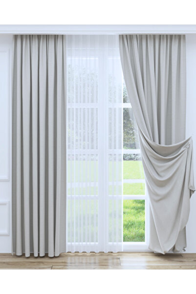 YS PERDE TASARIM Enza Luxury Linen Blackout Curtain High Quality 1/2.5 Pleat ...