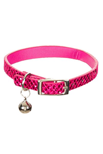 OEM Cat collar, pink with glitter, with safety clips and bell.