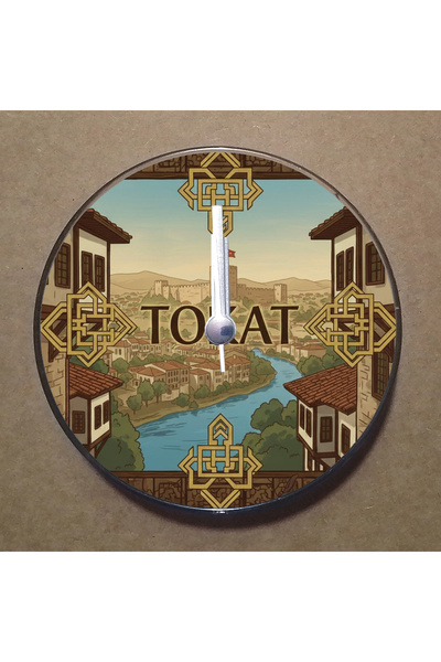 BK Design Tokat Temalı Magnet Saat Buzdolabı Süsü Duvar Saati 10,5cm MS1067