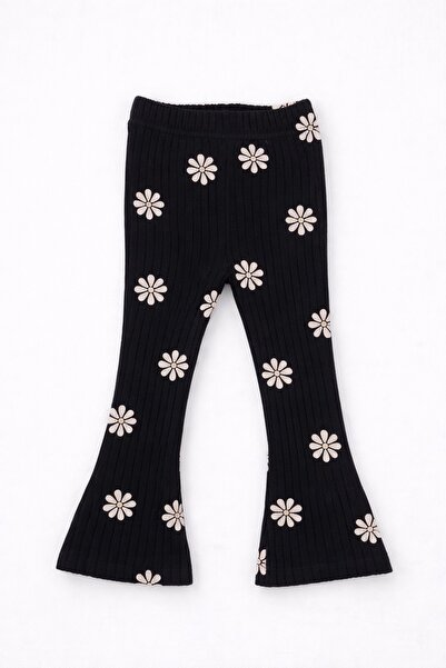 MARKOLL Kız Çocuk İspanyol Paça Tayt Fitilli Çiçek Desenli Lastikli Bel Günlü...