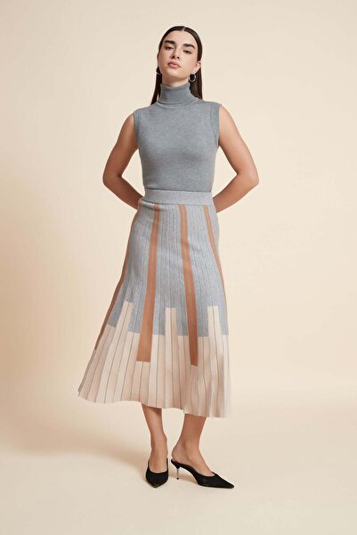 Yola Striped Midi Skirt