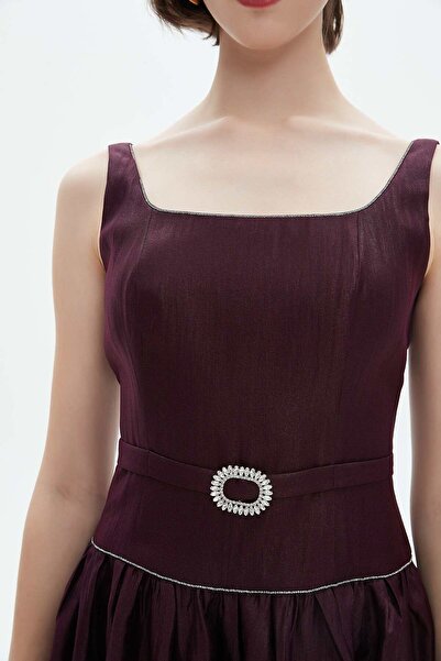 Nichii فستان ميدي بيج سادة بحزام