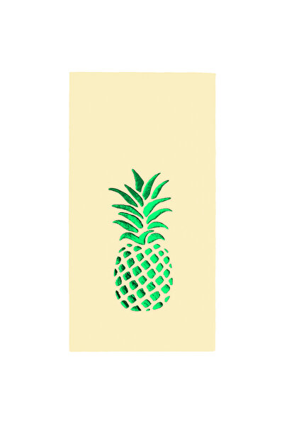 Story 40X40 cm Green Foil Pineapple Patterned 16-Piece 1/8 Fold Cream Colored...