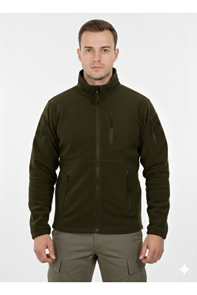 Nazlyna Men's Tactical 5-Pocket Fleece Jacket 280 Gr Anti-Pilling Outdoor Coat