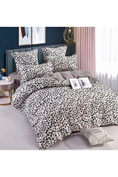 JOJO Double Bed Linen Set from Finet Cotton with Elastic, 6 Pieces - White wi...