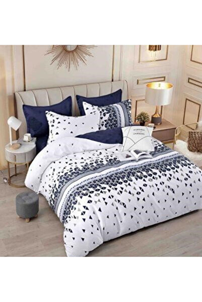 JOJO Double Bed Linen Set from Fine Cotton with Elastic, 6 Pieces - White wit...