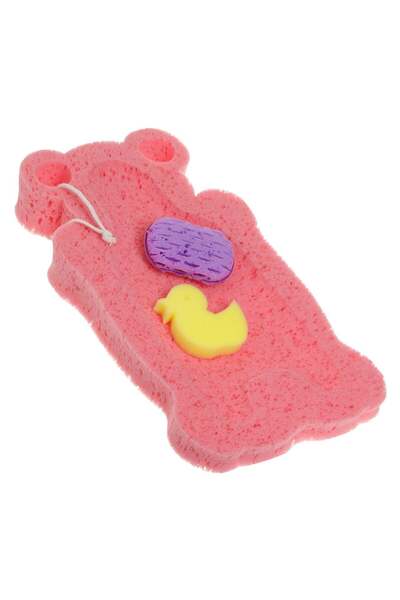 OEM Bathtub support sponge in the shape of a pink teddy bear. It is placed in...