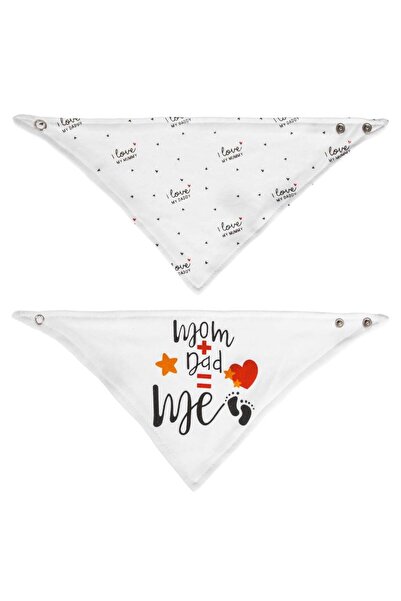 OEM Bavete din bumbac, albe, in forma de bandana, cu imprimeu „I love my mumm...