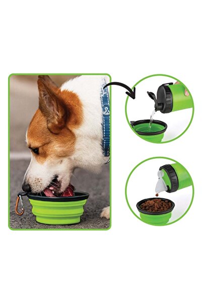 OEM Dog walking accessory that includes a 300ml (Ø9x22cm) green water bottle,