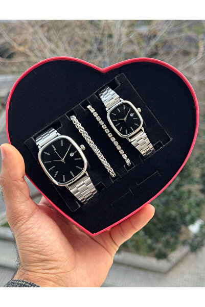 Tulpar Trendy Model Lover Couple Wristwatch Set with Calendar Function in a S...