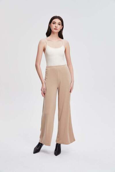 menta Wide-Leg Solid Long Pants