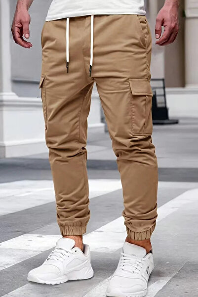 VIKUNYA Men's Linen Side Pocket Cotton Quality Cargo Pants New Season