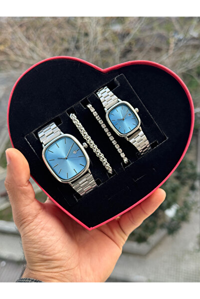 Tulpar Trendy Model Lover Couple Wristwatch Set with Calendar Function in a S...