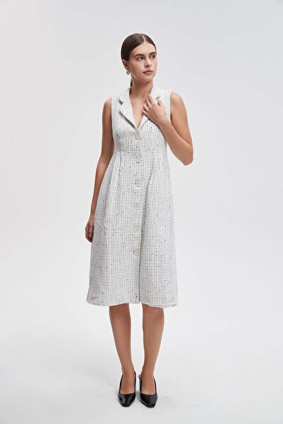 Livia Midi Wool Dress with Front Buttons