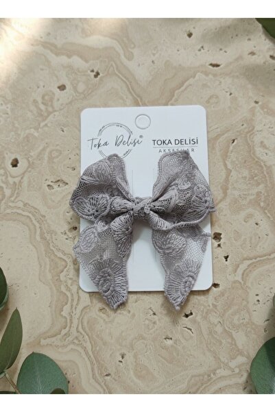 Toka Delisi Γκρι δαντελένια κλιπ για μωρά χωρίς μαλλιά, κλιπ για μωρά με λίγα...