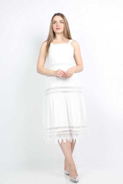 Nichii White Solid Midi Strapless Dress