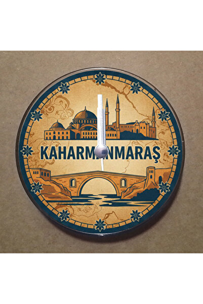 BK Design Kahramanmaraş Temalı Magnet Saat Buzdolabı Süsü Duvar Saati 10,5cm ...
