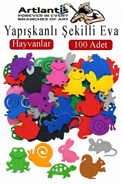 Artlantis Şekilli Eva Yapışkanlı Hayvan 100 lü 1 Paket Kendinden Yapışkanlı E...