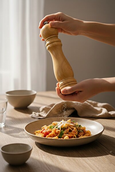 Emal Home مطحنة ملح وفلفل خشبية كلاسيكية - مصنوعة يدويًا مع آلية سيراميك قابل...