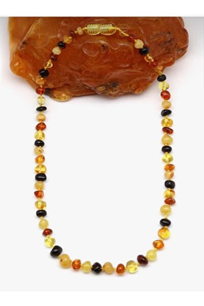 Taşmir Certified Original Drop Amber Baby Teeth Necklace 32 cm