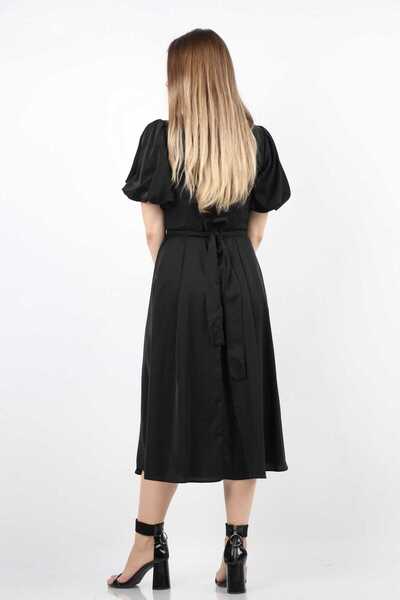 Nichii Black Plain Midi Belted Dress