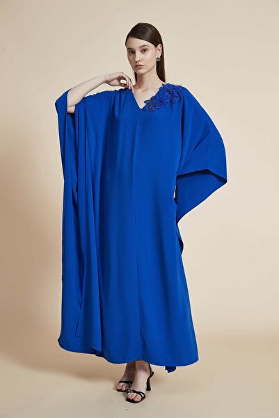 Yola Blue Solid Maxi A-Line Dress