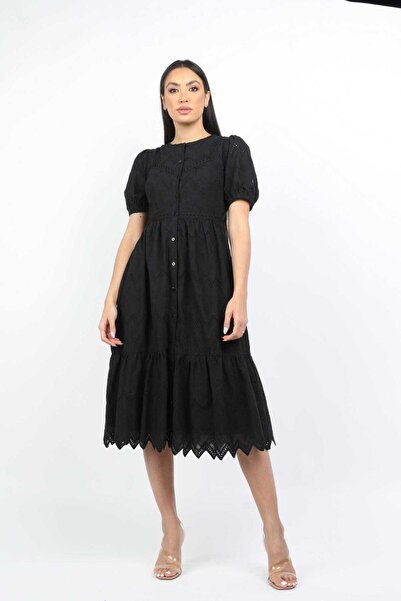 Nichii White Patterned Midi A-Line Dress